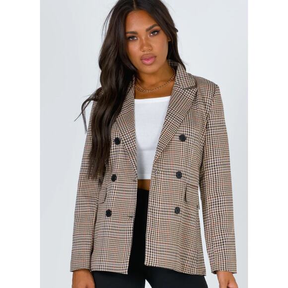 Princess polly Mrs Nancy plaid oversized blazer jacket - Picture 8 of 8